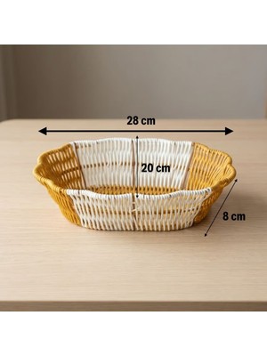Ozcmax Oval Çift Renkli Plastik Rattan Ekmek ve Meyve Sepeti - Çok Amaçlı Banyo ve Mutfaak Düzenleyici - Yıkanabilir Dekoratif Tezgâh Üstü Organizer