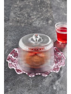 Renas Store Akrilik Barok Mürdüm Renk Kek Fanus & Kek Saklama Kabı & Şık Sunum Organizeri 26 cm