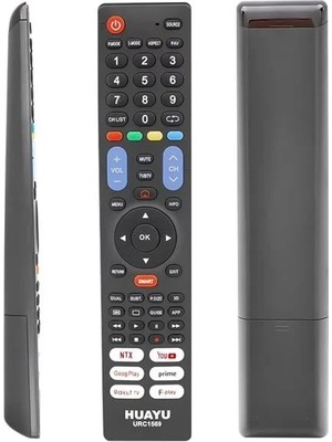 Renas Store Huayu URC1569 Netflix-Youtube-Prime Video-Google Play Tuşlu 7ın1 Universal LCD LED Tv Kumandası