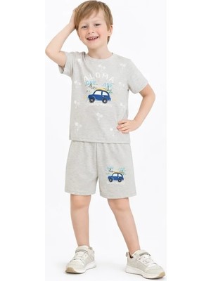 Name Baby & Kids Erkek Çocuk Şortlu Yazlık Pijama Takımı Araba Temalı NBK-7252