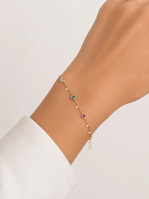 Girift Vintage Briny Gold Gümüş Detaylı Zirkon Taşlı Bileklik Bilezik