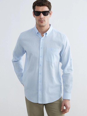 LC Waikiki Regular Fit Keten Karışımlı Erkek Gömlek  (S6)