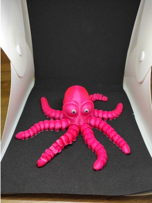 Tekno Sanat TeknoSanat 3D Baskı Hareketli Eklemli Ahtapot Figürü - Dekoratif Oyuncak (Fuşya Pembe)