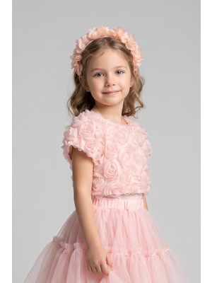 Le Mabelle Somon Gül Aplike Detaylı Kız Çocuk Crop Bluz - Millie