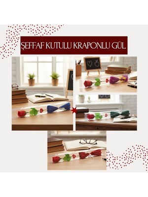 Zenvia Şeffaf Kutulu Kraponlu Gül - Öğretmenler Günü Hediyesi ZNV-TTT3245