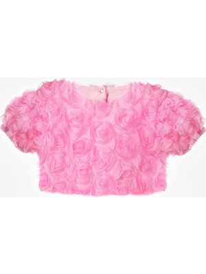 Le Mabelle Pembe Gül Aplike Detaylı Kız Çocuk Crop Bluz - Millie