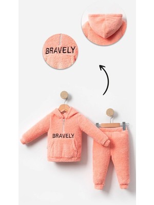 Aden Kids Bebe Çocuk Peluş Kışlık Alt Üst Takım Eşofman Takımı