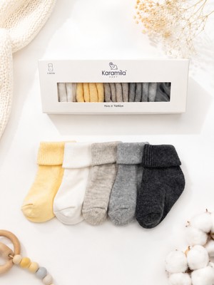 Karamila 5’li Pamuklu Bebek Çorap Seti Unisex - Özel Kutusunda