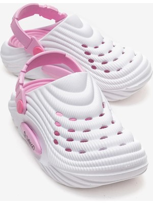 Ccway Hasır Desenli Sabo Terlik 26-35 Beyaz Pembe