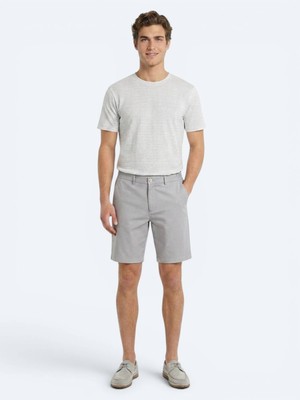 Kip Gri Düz Kumaş Jogging Fit Casual Bermuda