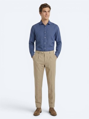 Kip Karamel Kumaş Relaxed Fit Casual Pamuk Karışımlı Pantolon