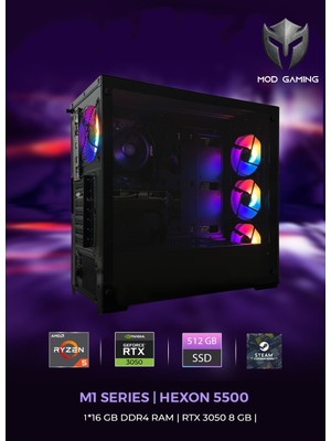 Mod Gaming Nexa Amd Ryzen 5 5500 16GB Ram 512GB SSD RTX3050 W11 Pro Oyuncu Oem Paket