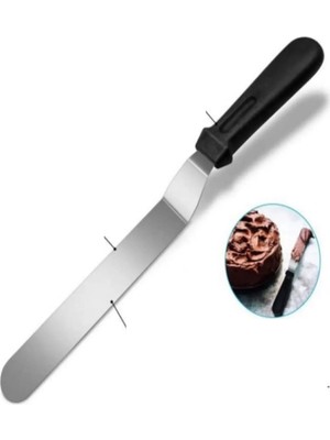 Ozcmax 2li Set Hamur Şekillendirici Eğik Pasta Spatulası +Metall Hamur Kesici Kazıyıcı Spatula
