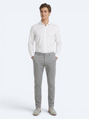 Kip Gri Dokuma Jogging Fit Casual Pamuk Karışımlı Pantolon
