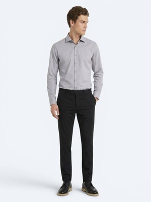 Kip Gri Regular Fit Uzun Dokuma Casual Pamuk Karışımlı Gömlek
