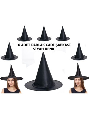 Aslanoğlu Store Siyah Renk Parlak Drn Cadı Şapkası Yetişkin ve Çuk Uyumlu 6 Adet