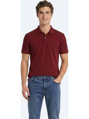 Kip Bordo Düz %100 Pamuk T-Shirt
