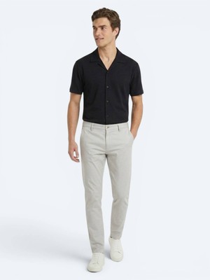 Kip Lacivert Çizgili Regular Fit Kısa Casual %100 Pamuk Gömlek
