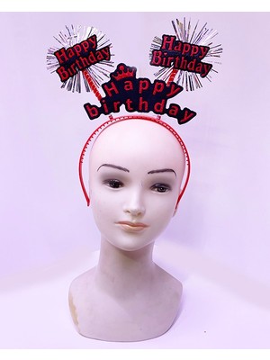Aslanoğlu Store Happy Birthday Yazılı Püsküllü Neon Kırmızı Renk Doğum Günü Tacı 22X19 cm