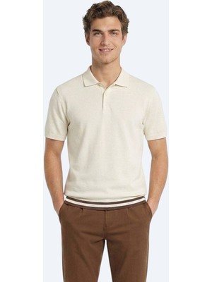 Kip Bej Düz %100 Pamuk T-Shirt