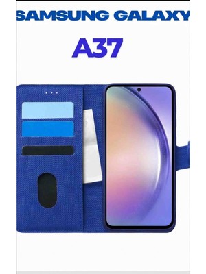 Upeka Samsung Galaxy A37 Kılıf Kumaş Desenli Cüzdanlı Standlı Kapaklı Kılıf
