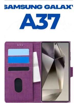 Upeka Samsung Galaxy A37 Kılıf Kumaş Desenli Cüzdanlı Standlı Kapaklı Kılıf