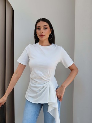 Esra Helvacı Asimetrik Drapeli Tshirt