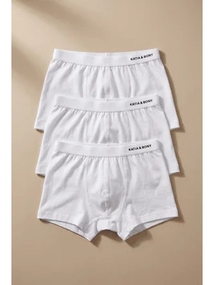 Bony Socks 3'lü Paket Basic Kutulu Erkek Çocuk Boxer Beyaz