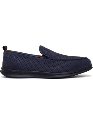 Derimod Erkek Lacivert Nubuk Deri Loafer 26SFD7657V3