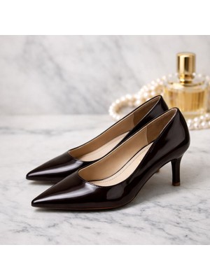 Patron Shoes Hakiki Deri Stiletto 6 cm Topuklu Zarif Sivri Burun Kadın Ayakkabı