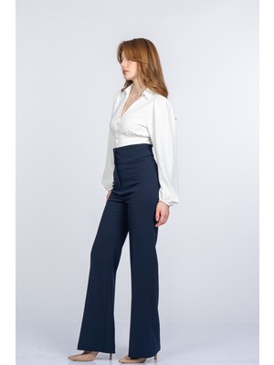 MissVina Kemersiz Yüksek Bel Flare Pantolon