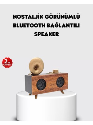Belirtilmemiş Gramofon Tasarımlı Bluetooth Hoparlör – 3D Stereo Ses, 1800 Mah Batarya