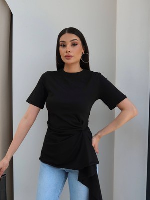 Esra Helvacı Asimetrik Drapeli Tshirt