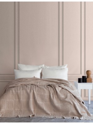 Dantela Denzy %100 Pamuk Waffle Yatak Örtüsü & Pike 240X260 cm Bej