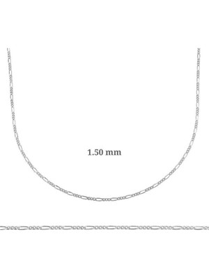 Gumush Hk Gümüş Figaro Zincir 1.50 mm  - 0.40 Mikron|gümüş Takı Hediyelik Ürünler