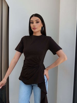 Esra Helvacı Asimetrik Drapeli Tshirt