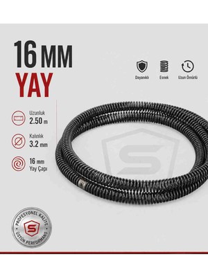 BİMEX Genel Eklenebilir Kanal Açma Yayı 16MM Tak-Çıkar 3.2mm  Ağır Hizmet  Boru Kırmaz Yay 2.50 x 1 Adet