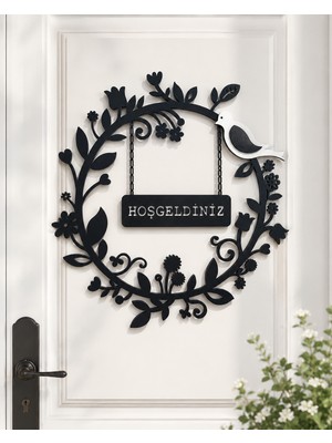 Karbonsoft Hoşgeldiniz Yazılı Kapı Duvar Ahşap Süsü 30 x 30 cm