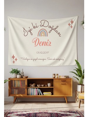 Greendecor Kişiye Özel Doğum Günü Duvar Örtüsü Iyi Ki Doğdun Happy Birthday Isim Yazılı Kumaş Doğum Günü Flaması