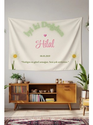 Greendecor Kişiye Özel Doğum Günü Duvar Örtüsü Iyi Ki Doğdun Happy Birthday Isim Yazılı Kumaş Doğum Günü Flaması