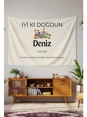 Greendecor Kişiye Özel Doğum Günü Duvar Örtüsü Iyi Ki Doğdun Happy Birthday Isim Yazılı Kumaş Doğum Günü Flaması
