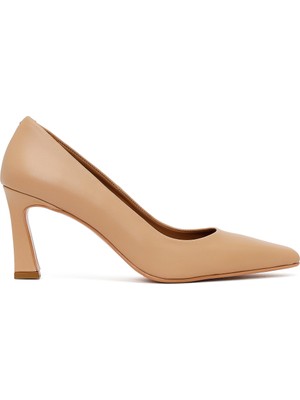 Derimod Kadın Bej Kalın Topuklu Deri Stiletto 26PFD133618