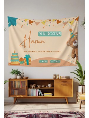 Greendecor Kişiye Özel Doğum Günü Duvar Örtüsü Iyi Ki Doğdun Happy Birthday Isim Yazılı Kumaş Doğum Günü Flaması