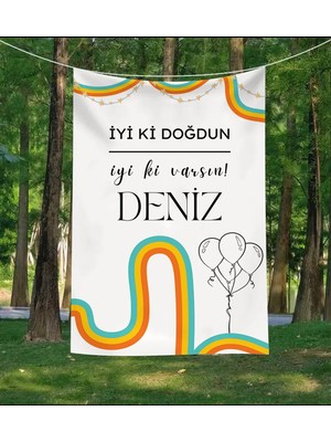 Greendecor Kişiye Özel Doğum Günü Duvar Örtüsü Iyi Ki Doğdun Happy Birthday Isim Yazılı Kumaş Doğum Günü Flaması