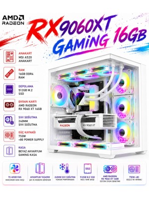 Apphirex Penta W39 Ryzen 7 5700X | 16GB Ram | 512GB M.2 SSD | RX9060XT 16GB | Sıvı Soğutmalı Beyaz Masaüstü Oyuncu Bilgisayarı