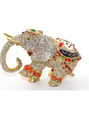 Marsilyan Swarovski Taşlı Tekli Fil Figürü Model 6