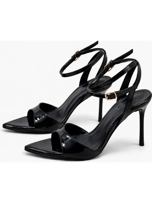 Patron Shoes Ince Bantlı Bilekten Bağlamalı Kadın Topuklu Sandalet Şık & Zarif Stiletto
