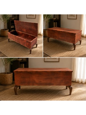 Lunova Home Ağaç Sandık, Ağaç Bench, Sandıklı Bench, Saklama Alanı, 90X35 Bench