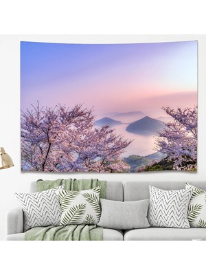 Greendecor Sakura Çiçek Japonya Şık Duvar Örtüsü Duvar Halısı Duvar Sanatı Duvar Dekorasyonu Dekoratif Tapestry