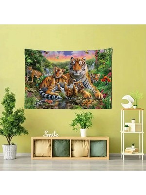 Greendecor Kaplan Aile Arslan Aşk Sevgi Doğa Duvar Örtüsü Duvar Halısı Duvar Dekorasyonu Dekoratif Duvar Sanatı